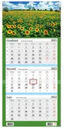 Kalendarz ścienny 2022 trójdzielny LUX Słoneczniki
