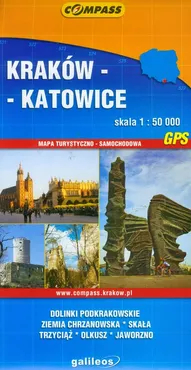 Kraków-Katowice mapa turystyczno-samochodowa