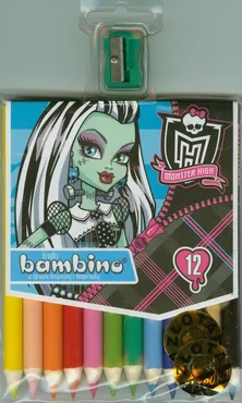 Kredki Monster High drewniane 12 kolorów z temperówką