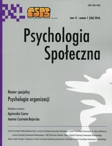 Psychologia Społeczna Tom 11 nr 1 (36) 2016