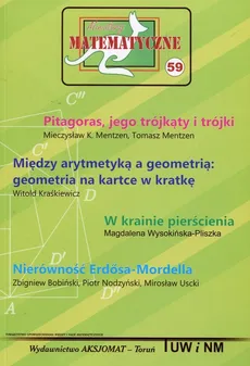 Miniatury matematyczne 59 Pitagoras jego trójkąty i trójki - Mentzen Mieczysław K., Tomasz Mentzen
