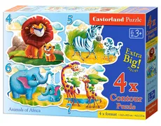 4x1 Puzzle konturowe 4-5-6-7 Animals of Africa