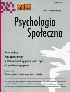Psychologia Społeczna tom 12 nr 1 (40) 2017