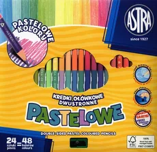 Kredki ołówkowe dwustronne pastelowe 48 kolorów 24 sztuki