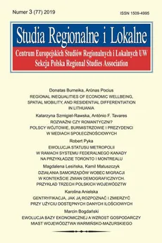 Studia Regionalne i Lokalne nr 3(77)/2019 - Marcin Bogdański: Ewolucja bazy ekonomicznej a wzrost gospodarczy miast… województwawarmińsko-mazurskiego [Evolution of the economic base and economic growth of the towns and cities in the Warmińsko-Mazurskie vo - António F. Tavares, Arūnas Pocius, Donatas Burneika, Kamil Matuszczyk, Karolina Anielska, Katarzyna Szmigiel-Rawska, Magdalena Lesińska, Marcin Bogdański, Robert Pyka