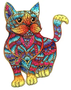Puzzle drewniane kolorowe Kot