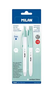 Zestaw MILAN: Długopis P1 + ołówek automatyczny PL1 0,7 HB ANTIBACTERIAL na blistrze
