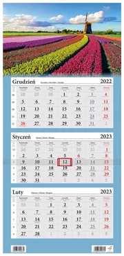 Kalendarz 2023 Trójdzielny Kwiaty Tulipany