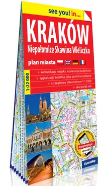 Kraków, Niepołomice, Skawina, Wieliczka; papierowy plan miasta 1:22 000