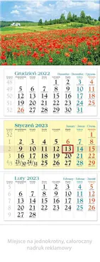 Kalendarz 2023 trójdzielny Maki