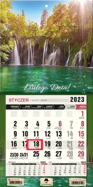 Kalendarz 2023 ścienny jednodzielny z magnesem Wodospad